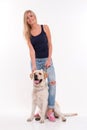 Beautiful blond girl with Labrador Retriever Royalty Free Stock Photo