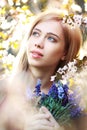 Beautiful blond girl on a park Royalty Free Stock Photo