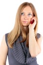 Beautiful blond girl talking on cell phone Royalty Free Stock Photo