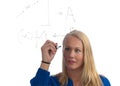 Beautiful blond student solving a math problem Royalty Free Stock Photo