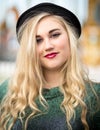 Beautiful Blond Teenage Girl in a Bowler Hat Royalty Free Stock Photo