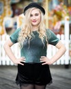 Beautiful Blond Teenage Girl in a Bowler Hat Royalty Free Stock Photo