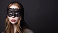 Beautiful Blond Woman in a Carnival Mask Royalty Free Stock Photo