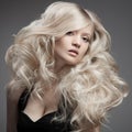 Beautiful Blond Woman. Curly Long Hair Royalty Free Stock Photo