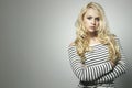 Beautiful blond woman in dress.Beauty Girl.Your text here Royalty Free Stock Photo