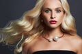 Beautiful blond woman with elegant hairstyle. Perfect makeup. Blonde girl with Jewelry Royalty Free Stock Photo