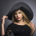 Beautiful Blond Woman in Hat Royalty Free Stock Photo