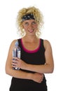 Beautiful blond woman holding bottle of water Royalty Free Stock Photo