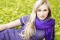 Beautiful blond woman- outdoor spring portrait