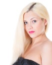 Beautiful blond woman portrait and straight long hair Royalty Free Stock Photo