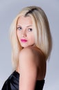 Beautiful blond woman portrait and straight long hair Royalty Free Stock Photo