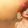 Beautiful blond woman retro portrait. Royalty Free Stock Photo