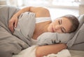 Beautiful blond Woman Sleeping On Bed Royalty Free Stock Photo