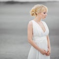 Beautiful blond woman in white dress Royalty Free Stock Photo