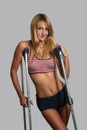 Beautiful Blonde Athlete on Crutches (1)
