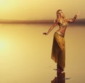 Beautiful blonde belly dancer woman Royalty Free Stock Photo
