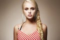 Beautiful blonde with braided hair Royalty Free Stock Photo