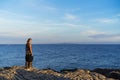 Beautiful blonde caucasian woman outdoor at Adriatic Sea in Croatia Europe Royalty Free Stock Photo