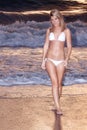 Beautiful blonde girl in bikinis Royalty Free Stock Photo