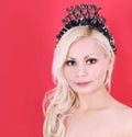 beautiful blonde girl with Happy New Year crown