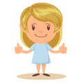 Beautiful blonde girl happy smiling making thumbs up sign with both hands Royalty Free Stock Photo