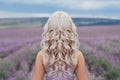 Beautiful blonde girl in lavender Royalty Free Stock Photo