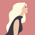 Beautiful blonde haired woman sending an air kiss, profile view for portrait and avatar, vector illustration, flat design Royalty Free Stock Photo