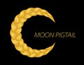 Beautiful blonde pigtail moon curly wavy vector.