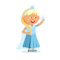 Beautiful blonde princess Cinderella in blue dress