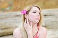 Beautiful blonde in rose gown Royalty Free Stock Photo