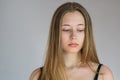 Beautiful teen girl, intense close-up portrait Royalty Free Stock Photo