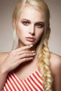 Beautiful woman with braided hair Royalty Free Stock Photo