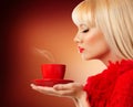 Beautiful blonde woman with coffee