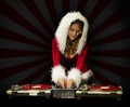 Santa Claus woman DJ Royalty Free Stock Photo