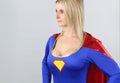 Beautiful blonde woman dressed as Supergirl Royalty Free Stock Photo