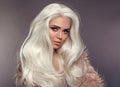 Beautiful Blonde Woman In Faux Fur Coat. Portrait Of Young Royalty Free Stock Photo