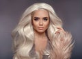 Beautiful Blonde Woman In Faux Fur Coat. Portrait Of Young Royalty Free Stock Photo