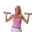 Beautiful blonde woman lifting weights Royalty Free Stock Photo