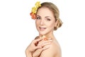 Beautiful girl with flowers on head Royalty Free Stock Photo