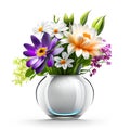 Beautiful bloom flower in vase on white background wallpaper illustration Royalty Free Stock Photo