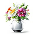 Beautiful bloom flower in vase on white background wallpaper illustration Royalty Free Stock Photo