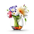 Beautiful bloom flower in vase on white background wallpaper illustration Royalty Free Stock Photo
