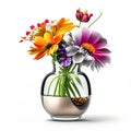 Beautiful bloom flower in vase on white background wallpaper illustration Royalty Free Stock Photo