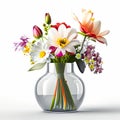 Beautiful bloom flower in vase on white background wallpaper illustration Royalty Free Stock Photo