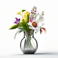 Beautiful bloom flower in vase on white background wallpaper illustration Royalty Free Stock Photo