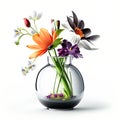 Beautiful bloom flower in vase on white background wallpaper illustration Royalty Free Stock Photo