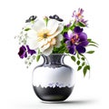 Beautiful bloom flower in vase on white background wallpaper illustration Royalty Free Stock Photo