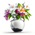 Beautiful bloom flower in vase on white background wallpaper illustration Royalty Free Stock Photo