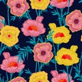 Beautiful blooming Floral pattern botanical plants Seamless ve