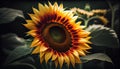 Beautiful blooming sunflower agriculture field yellow flower background beauty bloom blossom blue botany bright closeup colourful